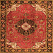 Serging Thickness of Medallion Orange Traditional Rug, tr4353org