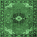 Square Machine Washable Medallion Emerald Green Traditional Area Rugs, wshtr4353emgrn