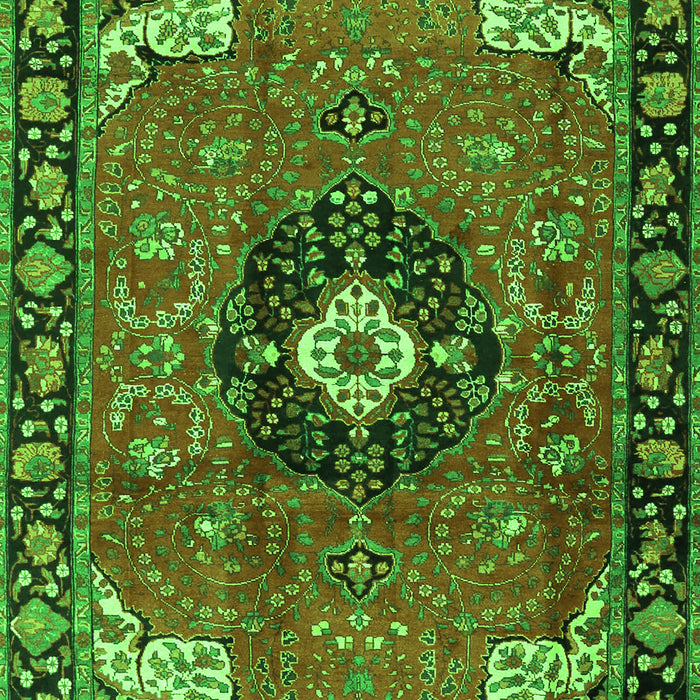 Serging Thickness of Machine Washable Medallion Green Traditional Area Rugs, wshtr4353grn