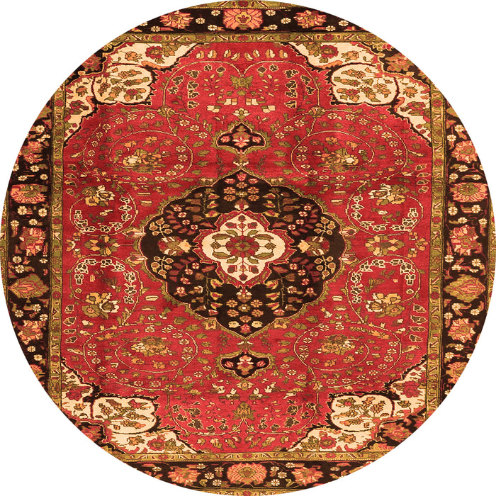 Square Medallion Orange Traditional Rug, tr4353org