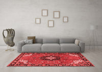 Machine Washable Medallion Red Traditional Rug, wshtr4353red