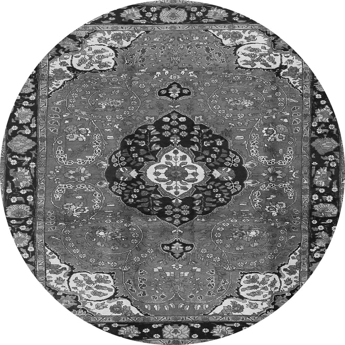 Machine Washable Medallion Gray Traditional Rug, wshtr4353gry
