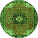 Square Medallion Green Traditional Rug, tr4353grn