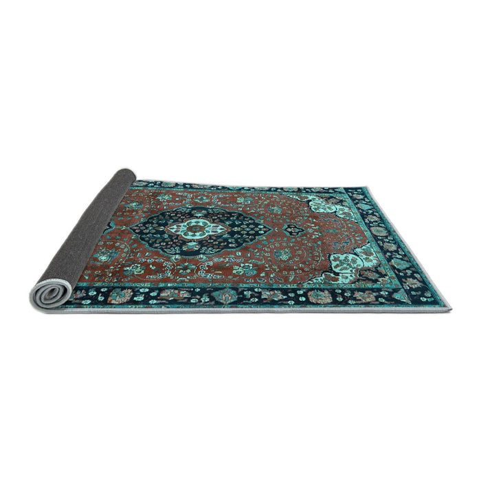 Sideview of Medallion Light Blue Traditional Rug, tr4353lblu