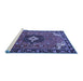 Sideview of Machine Washable Medallion Blue Traditional Rug, wshtr4353blu