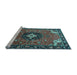 Sideview of Machine Washable Medallion Light Blue Traditional Rug, wshtr4353lblu