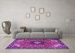 Machine Washable Medallion Purple Traditional Area Rugs in a Living Room, wshtr4353pur