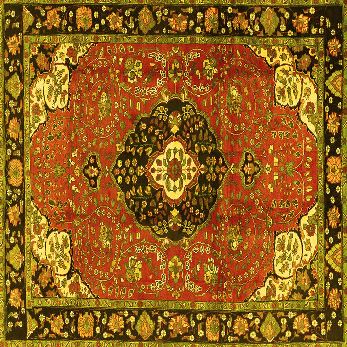 Square Medallion Yellow Traditional Rug, tr4353yw