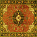 Square Medallion Yellow Traditional Rug, tr4353yw