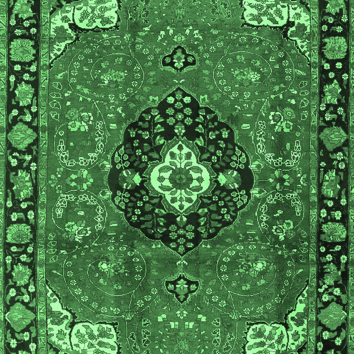 Medallion Emerald Green Traditional Rug, tr4353emgrn