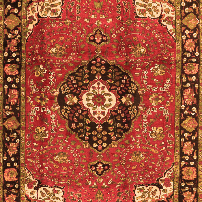 Serging Thickness of Machine Washable Medallion Orange Traditional Area Rugs, wshtr4353org