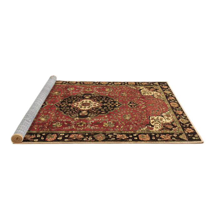 Sideview of Machine Washable Medallion Brown Traditional Rug, wshtr4353brn