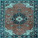 Square Medallion Light Blue Traditional Rug, tr4353lblu