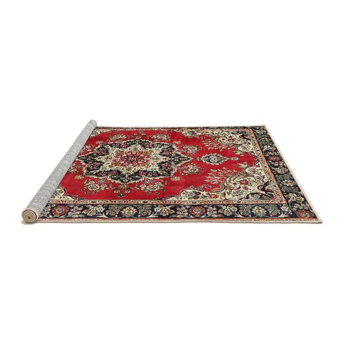 Sideview of Machine Washable Traditional Saffron Red Rug, wshtr4354