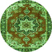 Machine Washable Medallion Green Traditional Area Rugs, wshtr4354grn