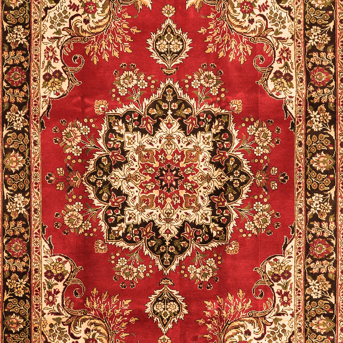 Serging Thickness of Machine Washable Medallion Orange Traditional Area Rugs, wshtr4354org