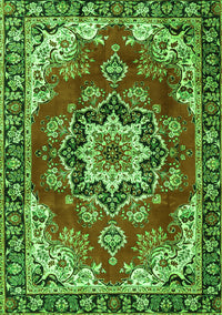 Medallion Green Traditional Rug, tr4354grn