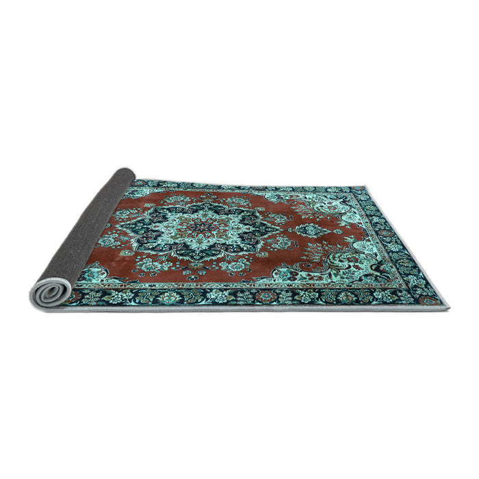 Sideview of Medallion Light Blue Traditional Rug, tr4354lblu
