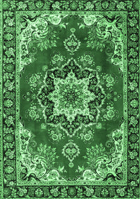 Medallion Emerald Green Traditional Rug, tr4354emgrn