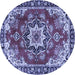 Round Medallion Blue Traditional Rug, tr4354blu