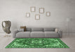 Machine Washable Medallion Emerald Green Traditional Area Rugs in a Living Room,, wshtr4354emgrn