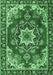 Machine Washable Medallion Emerald Green Traditional Area Rugs, wshtr4354emgrn