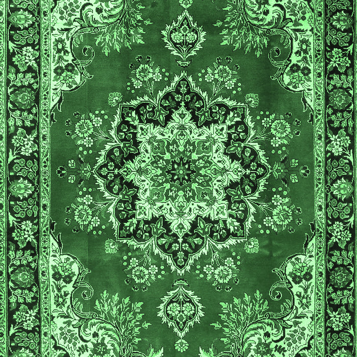 Machine Washable Medallion Emerald Green Traditional Area Rugs, wshtr4354emgrn