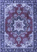 Machine Washable Medallion Blue Traditional Rug, wshtr4354blu