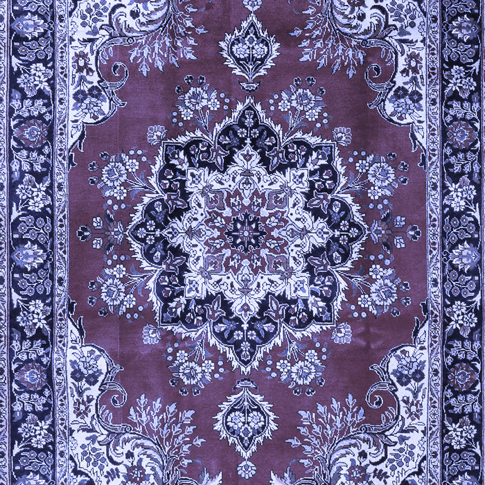 Machine Washable Medallion Blue Traditional Rug, wshtr4354blu
