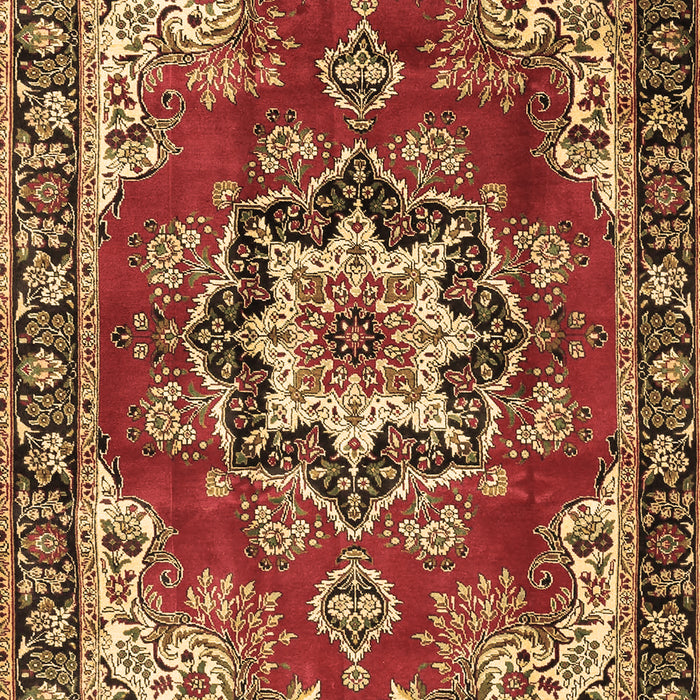 Machine Washable Medallion Brown Traditional Rug, wshtr4354brn
