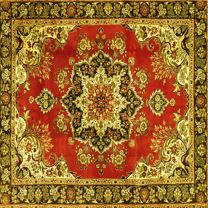 Square Medallion Yellow Traditional Rug, tr4354yw