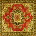 Square Medallion Yellow Traditional Rug, tr4354yw