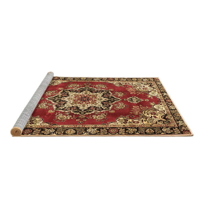 Sideview of Machine Washable Medallion Brown Traditional Rug, wshtr4354brn