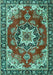 Machine Washable Medallion Turquoise Traditional Area Rugs, wshtr4354turq