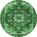 Round Medallion Emerald Green Traditional Rug, tr4354emgrn