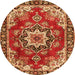 Machine Washable Medallion Orange Traditional Area Rugs, wshtr4354org