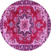 Round Medallion Pink Traditional Rug, tr4354pnk