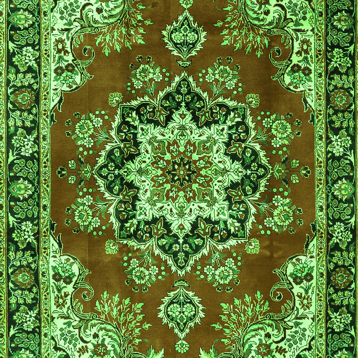 Serging Thickness of Machine Washable Medallion Green Traditional Area Rugs, wshtr4354grn