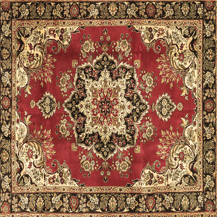 Square Machine Washable Medallion Brown Traditional Rug, wshtr4354brn