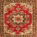 Serging Thickness of Medallion Orange Traditional Rug, tr4354org