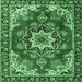 Square Medallion Emerald Green Traditional Rug, tr4354emgrn