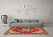 Machine Washable Medallion Orange Traditional Area Rugs in a Living Room, wshtr4354org