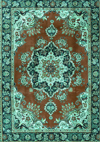 Medallion Turquoise Traditional Rug, tr4354turq