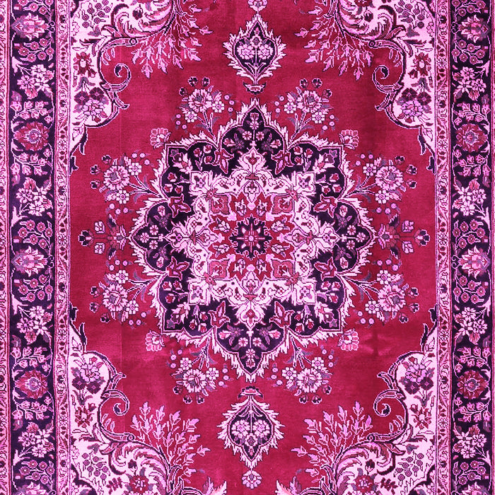 Machine Washable Medallion Pink Traditional Rug, wshtr4354pnk