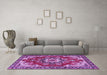 Machine Washable Medallion Purple Traditional Area Rugs in a Living Room, wshtr4354pur