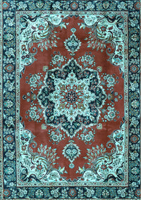 Medallion Light Blue Traditional Rug, tr4354lblu