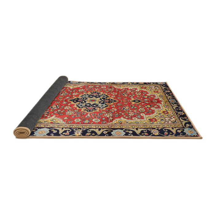 Sideview of Traditional Saffron Red Medallion Rug, tr4355