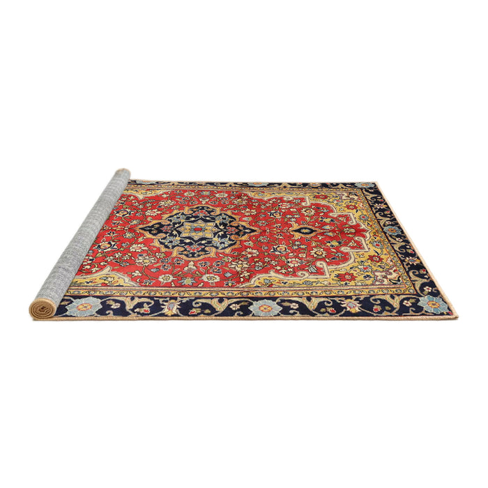 Sideview of Machine Washable Traditional Saffron Red Rug, wshtr4355
