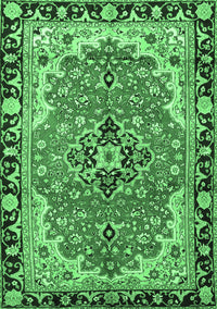 Medallion Emerald Green Traditional Rug, tr4355emgrn