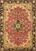 Machine Washable Medallion Brown Traditional Rug, wshtr4355brn